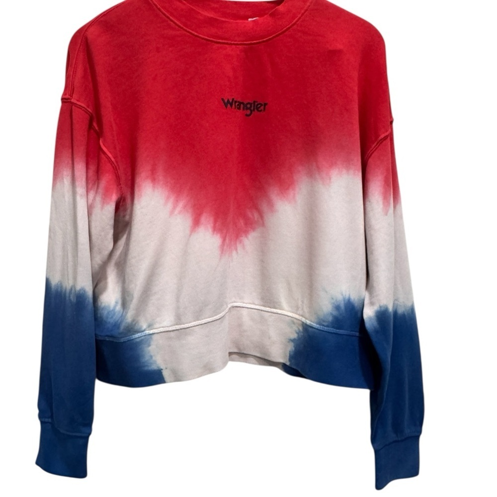 Wrangler Woman’s Cropped Tie Dye Long Sleeve Sweatshirt Size Small 100% Cotton